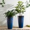 23.75"H Set of 4 Oversized Wavy Texture Cobalt Blue Tall Plastic Planter